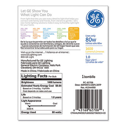 Energy-Efficient PAR38 Halogen Bulb, 90 W, Crisp White (62706)