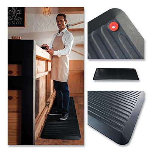 Floortex AFS-TEX 6000X Anti-Fatigue Mat, Rectangular, 23 x 67, Midnight Black (FCA2367XVBK)