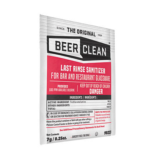 Diversey Beer Clean Last Rinse Glass Sanitizer, Powder, 0.25 oz Pack, 100/Carton (90223)