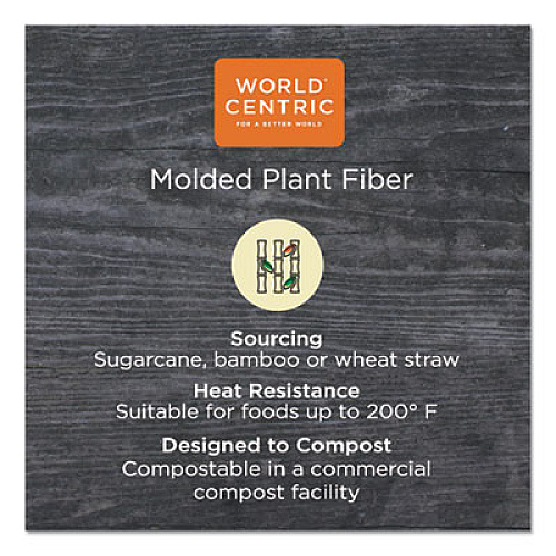 World Centric Fiber Hinged Containers, 3-Compartment, 8 x 8 x 3, Natural, 300/Carton (TOSCU8T)
