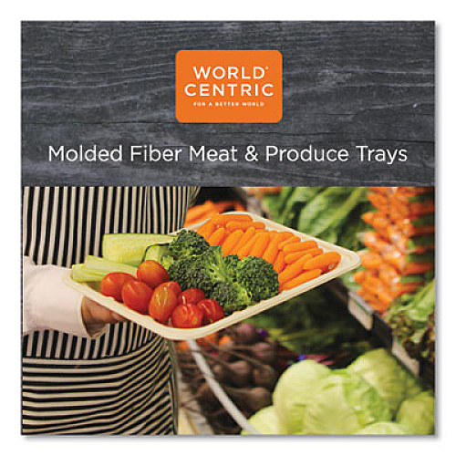 World Centric PFAS Fiber Trays, 9.1 x 7.1 x 0.7, Natural, Paper, 500/Carton (TRSC4S)