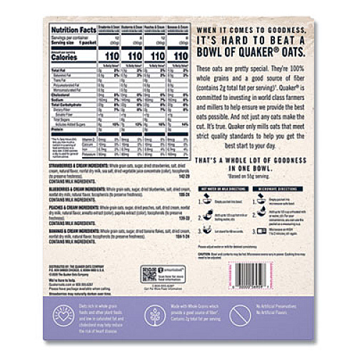 Quaker Instant Oatmeal, Assorted Varieties, 1.05 oz Packet, 40/Box (22001144)