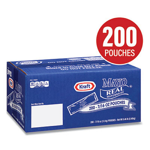 Kraft Mayo Real Mayonnaise, 0.44 oz Packet, 200/Box (22001118)