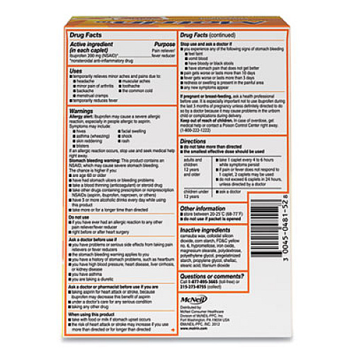 Motrin IB Ibuprofen Tablets, Two-Pack, 50 Packs/Box (48152)