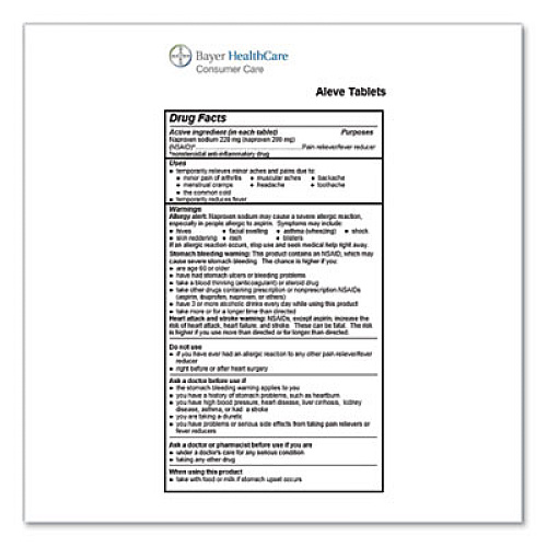 Aleve Naproxin Tablets, 220 mg, Refill Pack, One Tablet/Packet, 30 Packets/Box (51030)