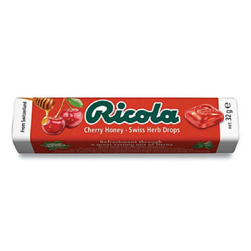 Ricola Herb Throat Drops, Cherry Honey, 10drops/Stick, 24 Sticks/Box (70171)