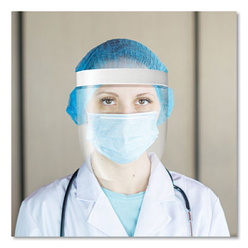 deflecto Disposable Face Shield, 13 x 10, One Size Fits All, Clear, 100/Carton (PFMD100F)