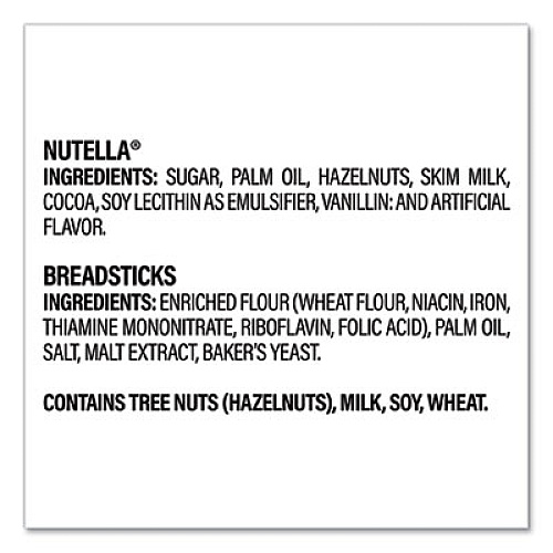 Nutella Hazelnut Spread and Breadsticks, 1.8 oz Single-Serve Tub, 16/Pack (22001135)