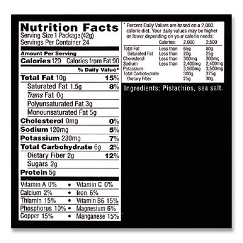Wonderful Roasted and Salted Pistachios, 1.5 oz Bag, 24/Pack (22000784)