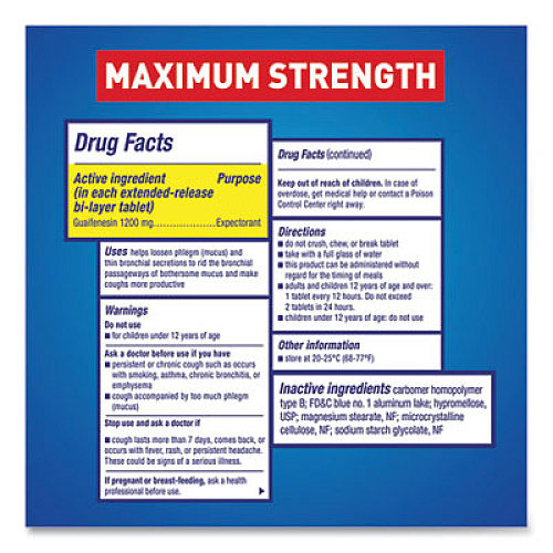 Mucinex Maximum Strength Expectorant, 28 Tablets/Box (02328)