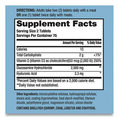 Schiff Glucosamine 2000 mg Plus Vitamin D3 Coated Tablet, 150 Count (97005EA)