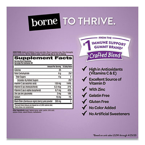 Airborne Immune Support Gummies with Elderberry, 60/Bottle (90369EA)