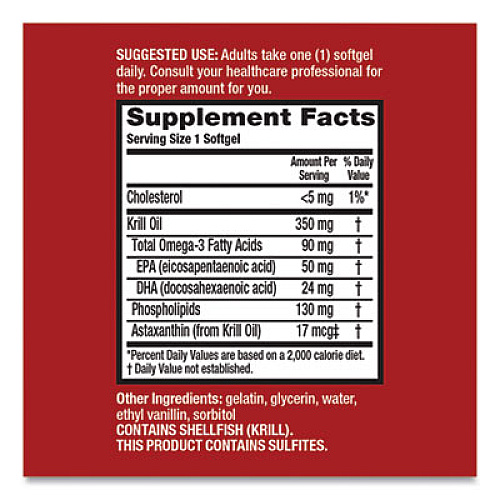 MegaRed Omega-3 Krill Oil Softgel, 120/Bottle (95330EA)