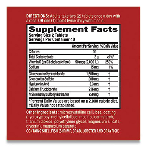 Move Free Advanced Plus MSM and Vitamin D3 Joint Health Tablet, 80 Count (97007)