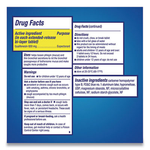 Mucinex Expectorant Regular Strength, 100 Tablets/Box, 12 Box/Carton (00815)