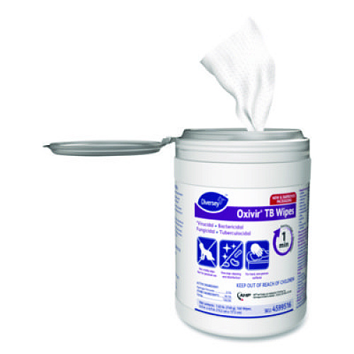 Diversey Oxivir TB Disinfectant Wipes, 7 x 6, White, 160/Canister, 12 Canisters/Carton (4599516)