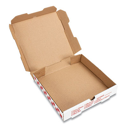 CORRUGATED KRAFT PIZZA BOXES, E-FLUTE, WHITE/RED/GREEN, 12" PIZZA, 12 X 12 X 1.75, 50/CARTON (PZCORE12P)