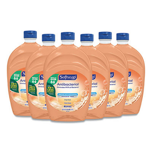 Softsoap Antibacterial Liquid Hand Soap Refill, Fresh Scent, 50 oz, Orange, 6/Carton (46325)