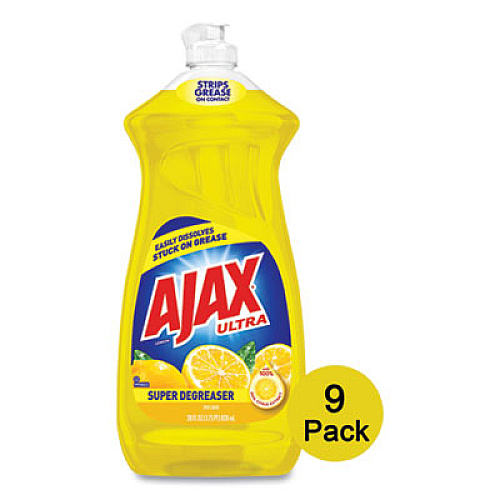 Ajax Dish Detergent, Lemon Scent, 28 oz Bottle, 9/Carton (44673)