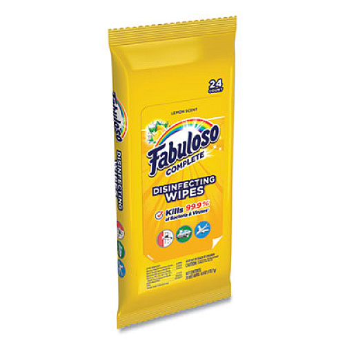 Fabuloso Multi Purpose Wipes, Lemon, 7 x 7, 24/Pack, 12 Packs/Carton (98719)