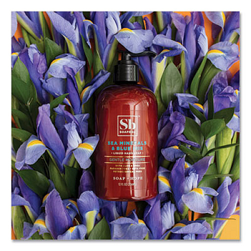 Soapbox Hand Soap, Sea Minerals and Blue Iris, 12 oz Pump Bottle, 12/Carton (77148CT)