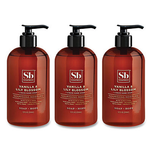 Soapbox Hand Soap, Vanilla and Lily Blossom Scent, 12 oz, 3/Box (00679BX)