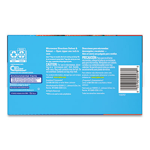 Ziploc SEAL TOP BAGS, 1 GAL, 10.75" X 10.56, CLEAR, 75/BOX (24442305)