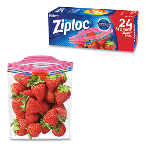 Ziploc SEAL TOP BAGS, 1 QT, 7.44" X 7", CLEAR, 80/BOX (24442309)