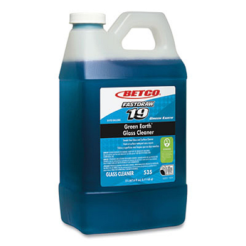 Betco FastDraw 19 Green Earth Glass Cleaner, Pleasant Scent, 2 L Bottle, 4/Carton (5354700)
