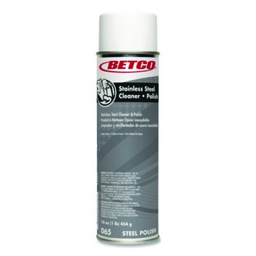 Betco Stainless Steel Cleaner and Polish, Characteristic Scent, 16 oz Aerosol Spray, 12/Carton (652300CT)