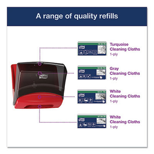 Tork Performance Folded Wiper/Cloth Dispenser, 16.81 x 8.11 x 15.51, Red/Smoke (6540281)
