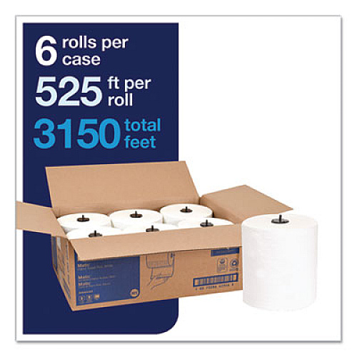 Tork Advanced Matic Hand Towel Roll, 2-Ply, 7.7" x 525 ft, White, 643/Roll, 6 Rolls/Carton (290092A)