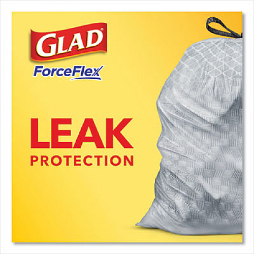 Glad ODORSHIELD TALL KITCHEN DRAWSTRING BAGS, 13 GAL, 18.3 MIC, 25.4" X 23.75", WHITE, 120/BOX (24401951)