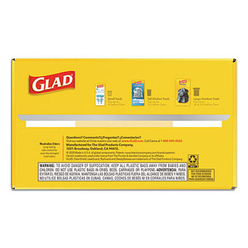 Glad ODORSHIELD TALL KITCHEN DRAWSTRING BAGS, 13 GAL, 18.3 MIC, 25.4" X 23.75", WHITE, 120/BOX (24401951)