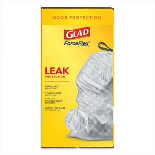 Glad ODORSHIELD TALL KITCHEN DRAWSTRING BAGS, 13 GAL, 18.3 MIC, 25.4" X 23.75", WHITE, 120/BOX (24401951)