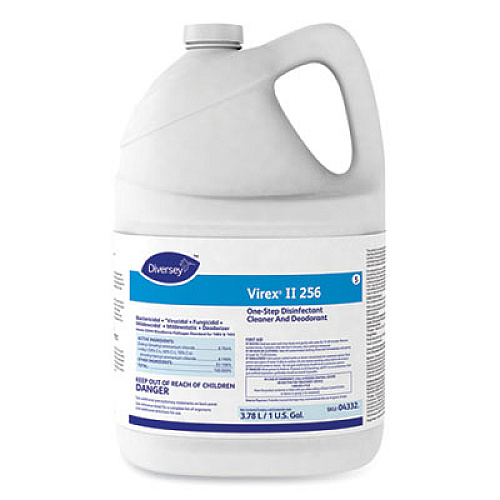 Diversey Virex II 256 One-Step Disinfectant Cleaner Deodorant Mint, 1 gal, 4 Bottles/CT (04332)