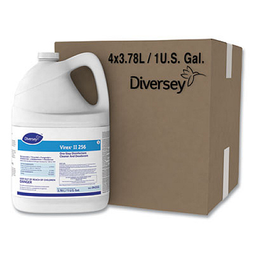 Diversey Virex II 256 One-Step Disinfectant Cleaner Deodorant Mint, 1 gal, 4 Bottles/CT (04332)