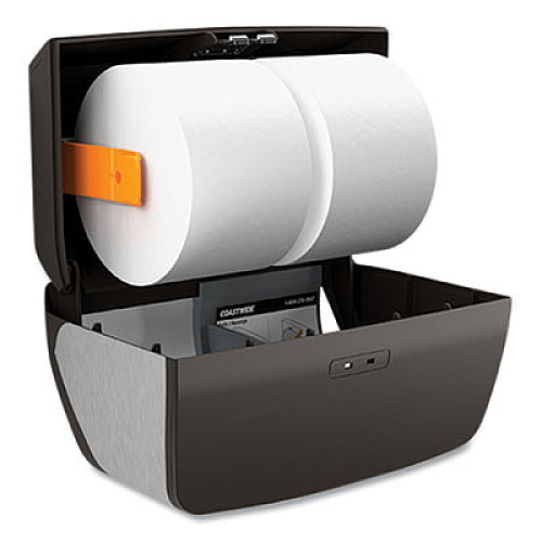Coastwide Professional J-Series Duo Bath Tissue Dispenser, 11.49 x 6.9 x 7.55, Black/Metallic (24405521)
