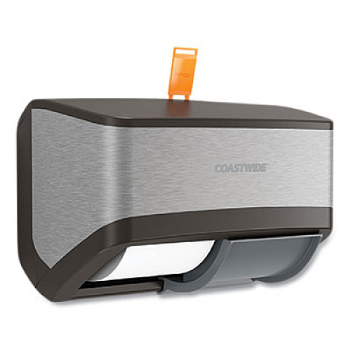 Coastwide Professional J-Series Duo Bath Tissue Dispenser, 11.49 x 6.9 x 7.55, Black/Metallic (24405521)