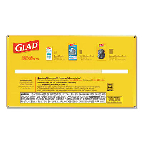 Glad ODORSHIELD WITH FEBREZE, 13 GAL, 0.72 MIL, 25.75" X 11.75", WHITE, 110/BOX (24401952)