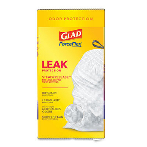 Glad ODORSHIELD WITH FEBREZE, 13 GAL, 0.72 MIL, 25.75" X 11.75", WHITE, 110/BOX (24401952)