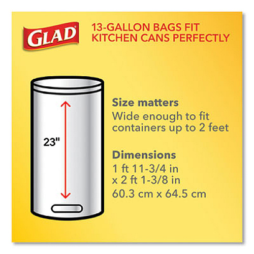 Glad ODORSHIELD WITH GAIN AND FEBREZE, 13 GAL, 0.72 MIL, 25.75" X 11.75", WHITE, 110/BOX (24401953)
