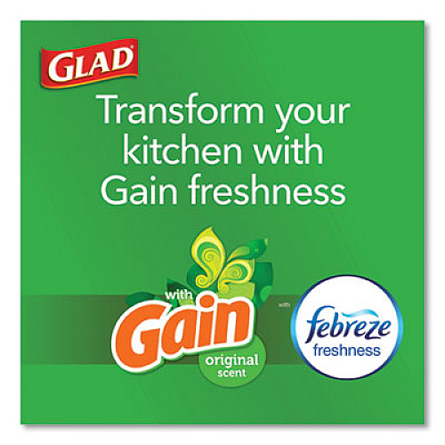 Glad ODORSHIELD WITH GAIN AND FEBREZE, 13 GAL, 0.72 MIL, 25.75" X 11.75", WHITE, 110/BOX (24401953)