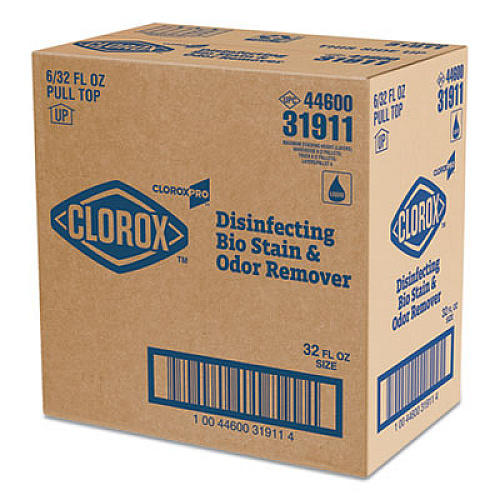 Clorox Disinfecting Bio Stain and Odor Remover, Fragranced, 32 oz Pull-Top Bottle, 6/CT (31911)