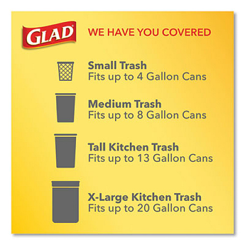 Glad ODORSHIELD WITH GAIN AND FEBREZE, 13 GAL, 0.72 MIL, 25.75" X 11.75", WHITE, 110/BOX (24401953)