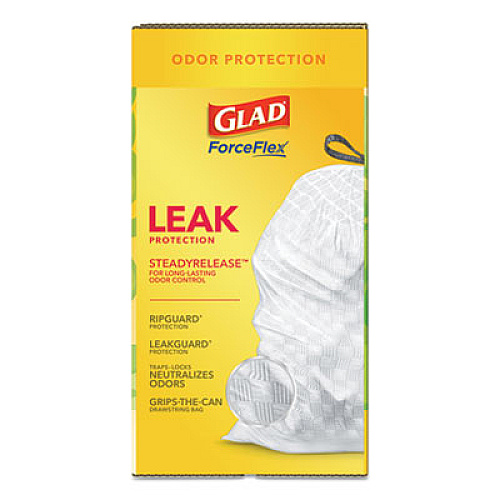 Glad ODORSHIELD WITH GAIN AND FEBREZE, 13 GAL, 0.72 MIL, 25.75" X 11.75", WHITE, 110/BOX (24401953)