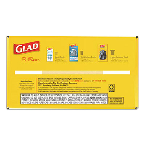 Glad ODORSHIELD WITH GAIN AND FEBREZE, 13 GAL, 0.72 MIL, 25.75" X 11.75", WHITE, 110/BOX (24401953)