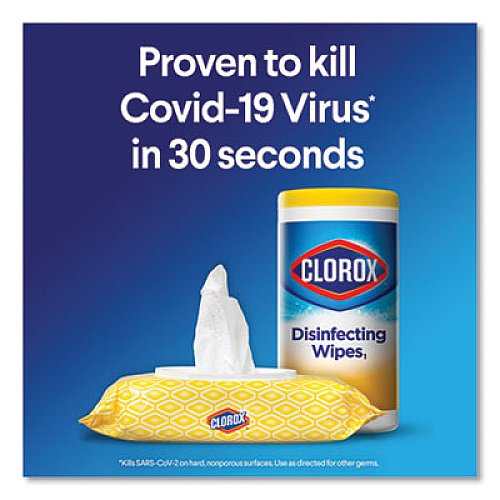 Clorox Disinfecting Wipes, 7 x 7 3/4, Crisp Lemon, 75/Canister (01628EA)