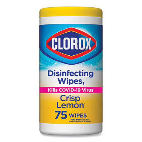 Clorox Disinfecting Wipes, 7 x 7 3/4, Crisp Lemon, 75/Canister (01628EA)