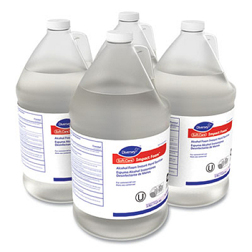 Diversey Soft Care Impact Foam Alcohol Instant Foam Hand Sanitizer, 1 gal Bottle, Alcohol Scent, 4/Carton (101104202)
